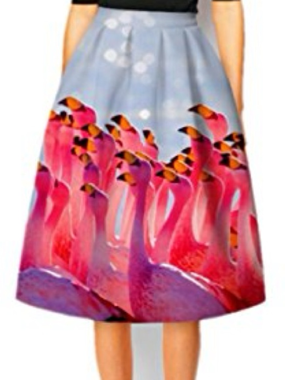 Flamingo Print Midi Skirt Size L/XL